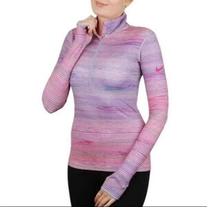 Nike Dri Fit Zippered 1/4 Popover Long Sleeve Pink Purple Top Sz. XL